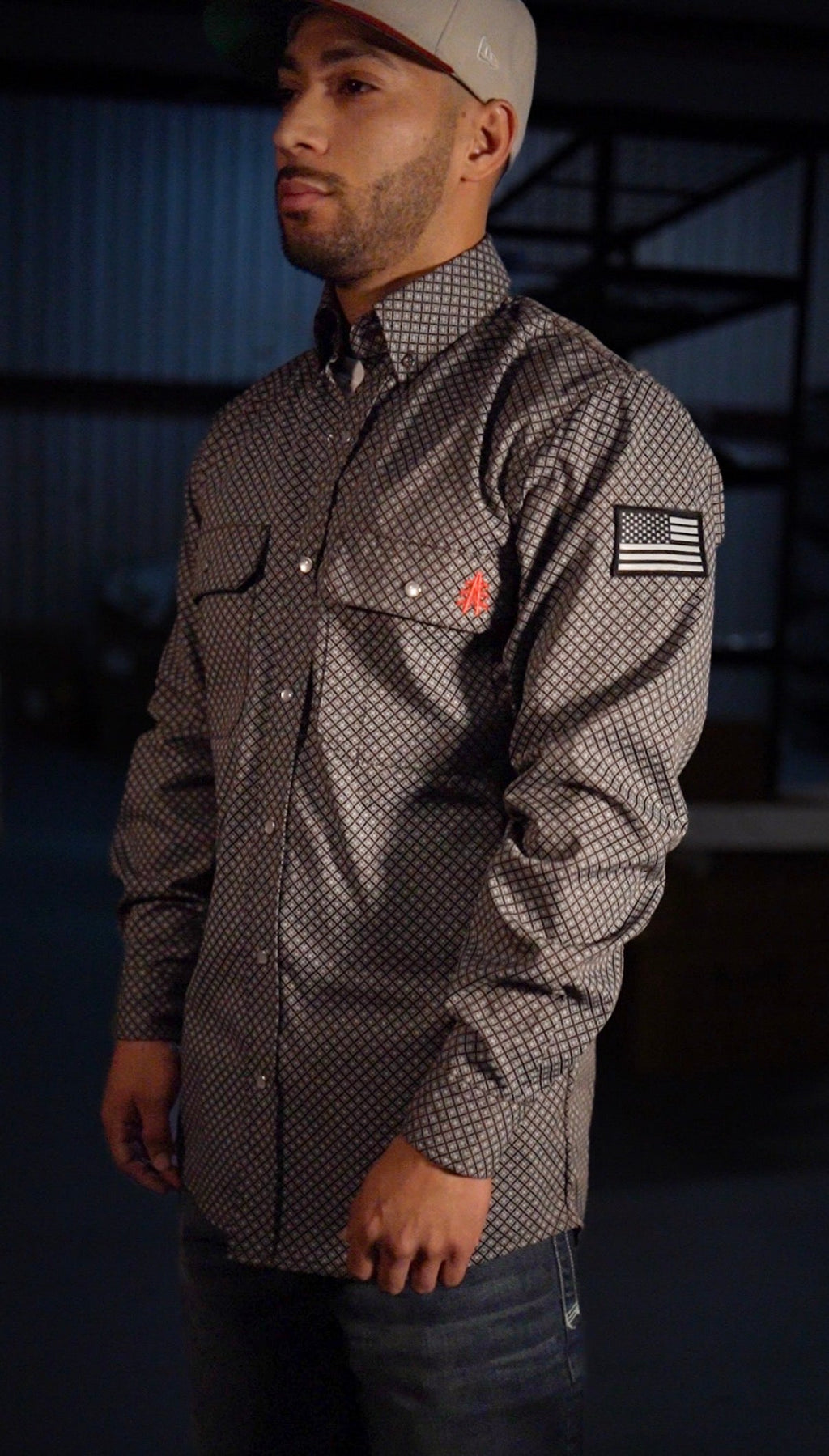 FR Pearl Snap Work Shirt - Copperhead - With U.S Flag