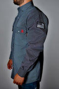 FR Pearl Snap Work Shirt - Shadow Black - With U.S Flag